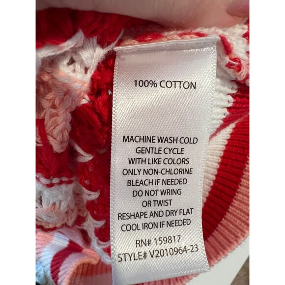 Altar'd State Pink Striped Cropped Crochet Sweater Cotton size XS - Picture 9 of 9